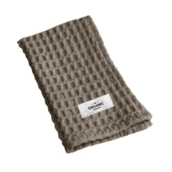 The Organic Company Big Waffle Kitchen And Wash Cloth, Clay -Chic Kitchen Supplies 1654 BW KitchenAndWashCloth Clay Folded