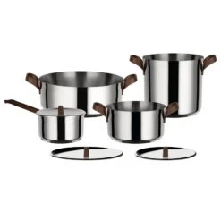 Alessi Edo Cookware Set, 4 Pots With 3 Lids